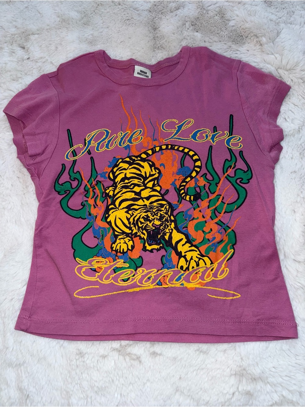 Urban Outfitters Pink Graphic Tee with Tiger Print